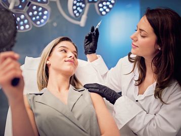 Patient receiving a cosmetic injection.
