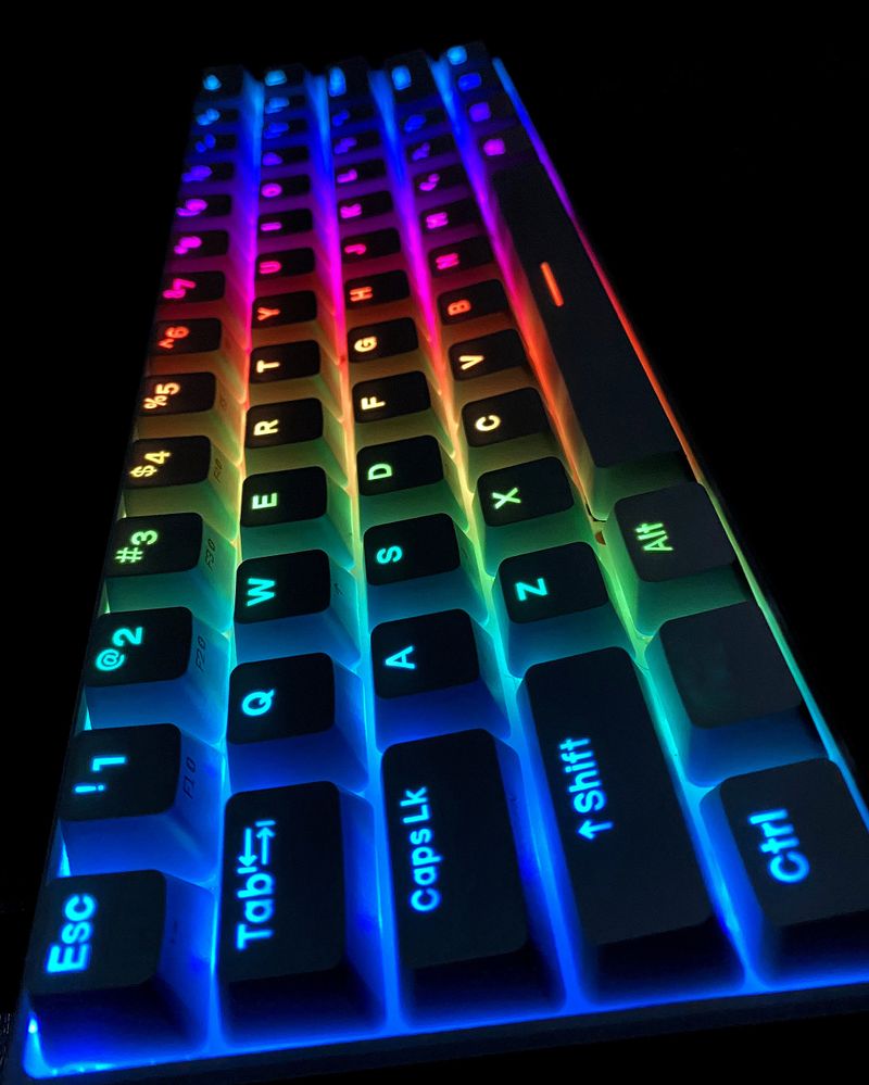 Multicolored illuminated computer keyboard