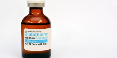Bottle of Glutathione injection for IM or IV use.