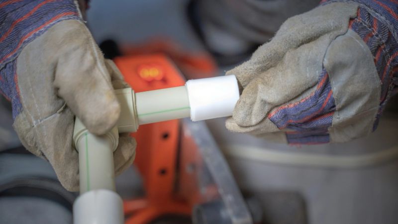 repair of plumbing in the house, close up