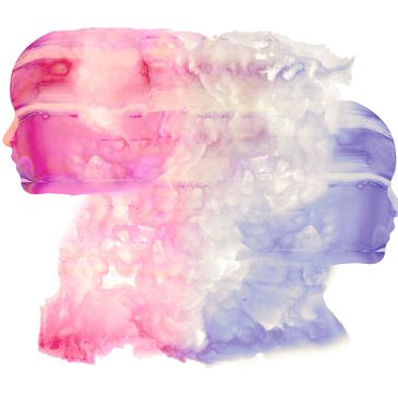 Abstract watercolor profile blending pink and purple hues.