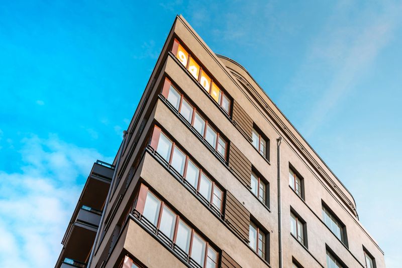 Residential or business modern building with blue sky