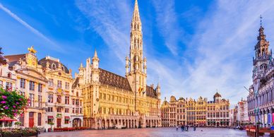 Grand-Place of Brussels with blue skies