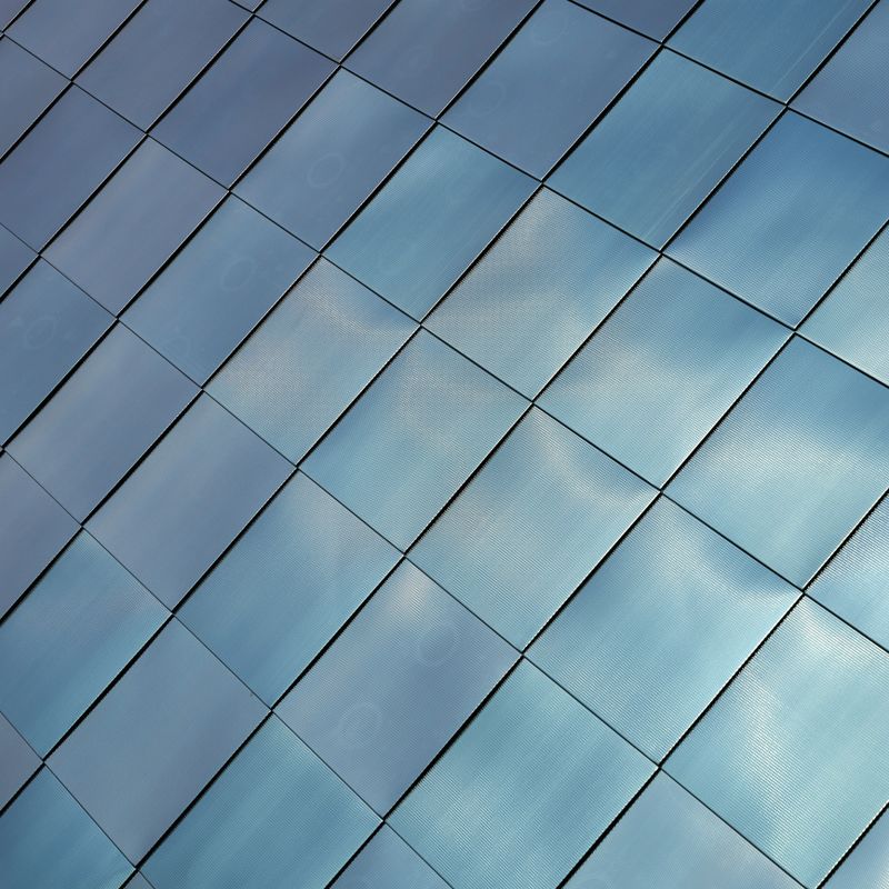 Stainless steel facade cladding on a modern building in downtown Magdeburg in Germany