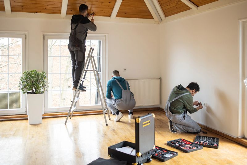 Repairman professionals working in client's home