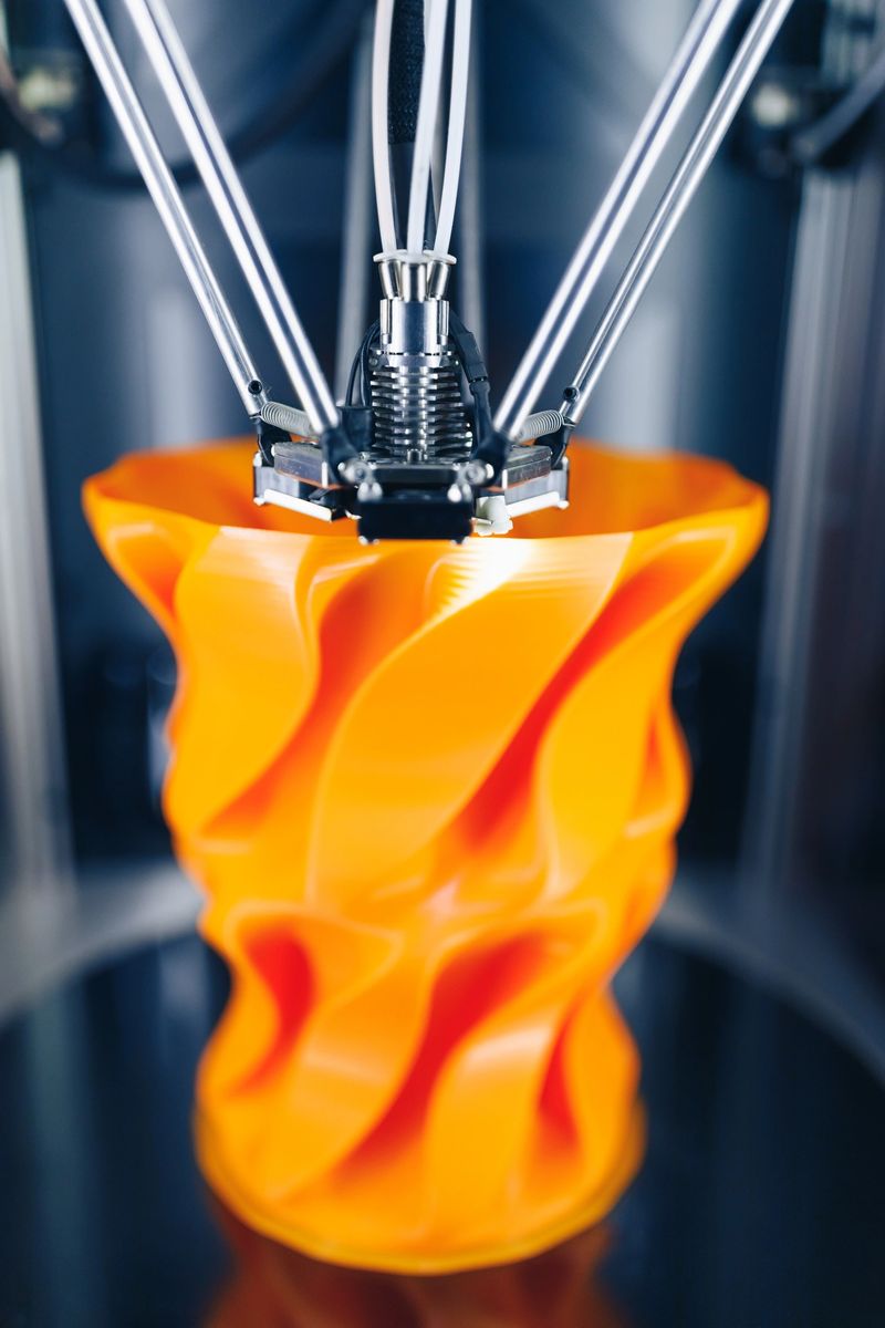 3d printer head in action, close-up view