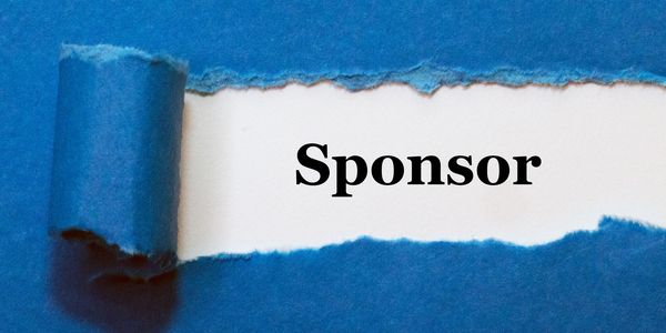 The word 'Sponsor' revealed under torn blue paper.