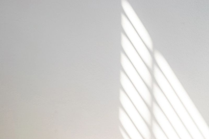 Shadows on wall. Abstract light, black shadow overlay from window on white texture wall. Sunlight architecture background. For product presentation, backdrop and mockup, summer seasonal concept