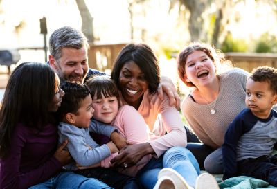 Happy multi-ethnic family enjoying time together.