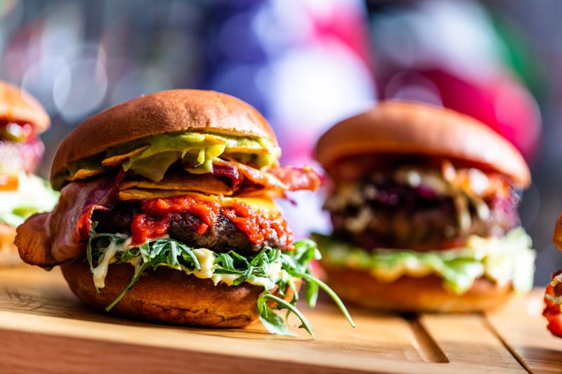 Burger in american restaurant. Premium fast food