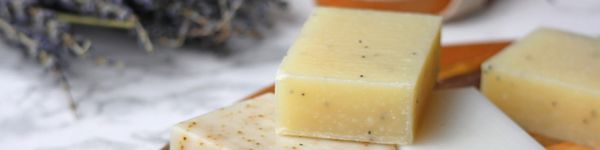 Display of natural soap supplies in our shop.