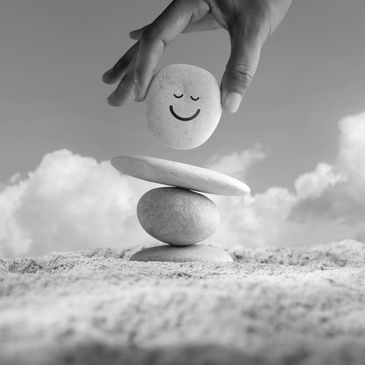 Wellness is a smooth stone on a beach zen, 
