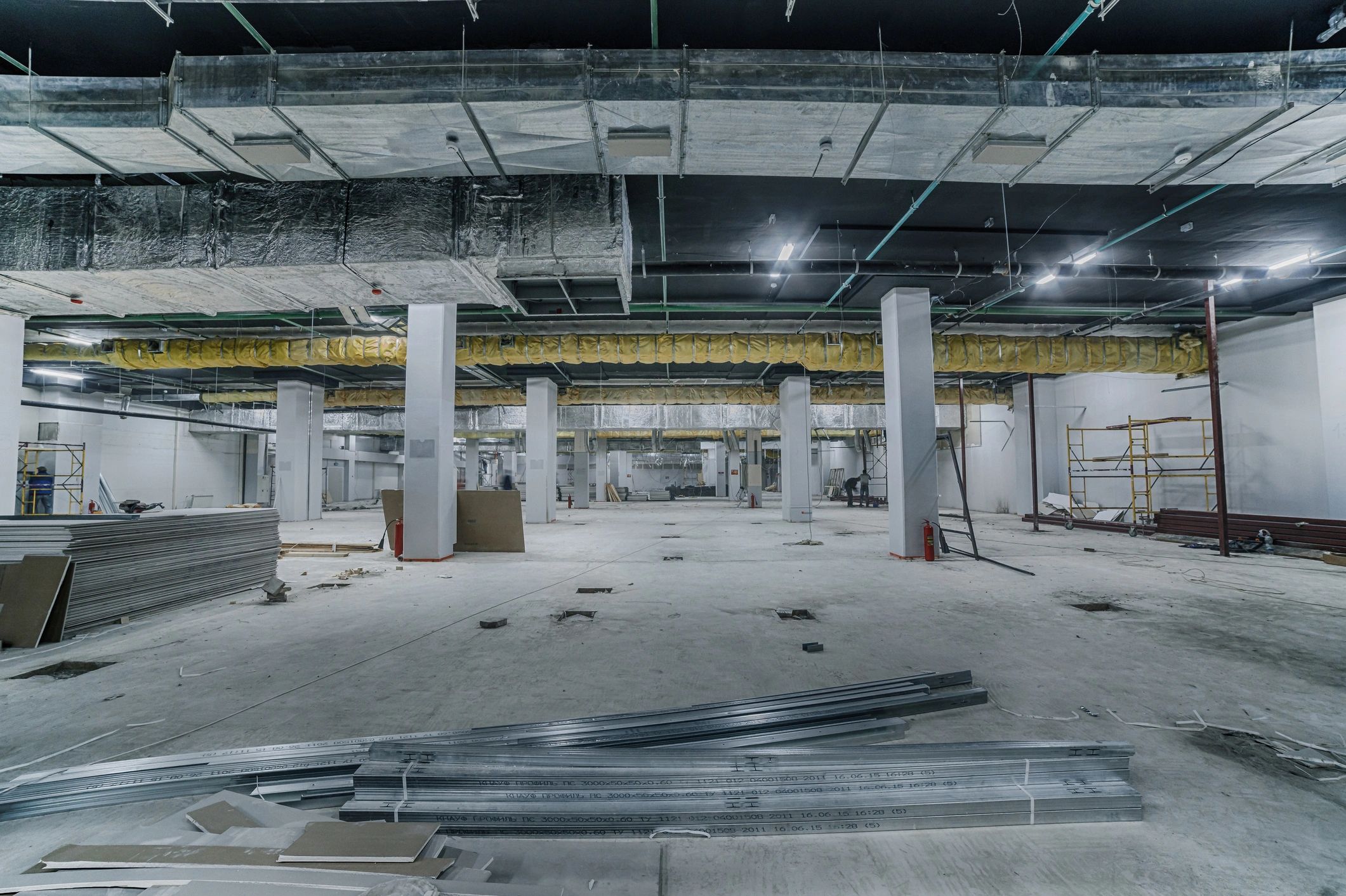 Federal tenant space mid-retrofit with demo zones and GSA VA Army Corps layout upgrades