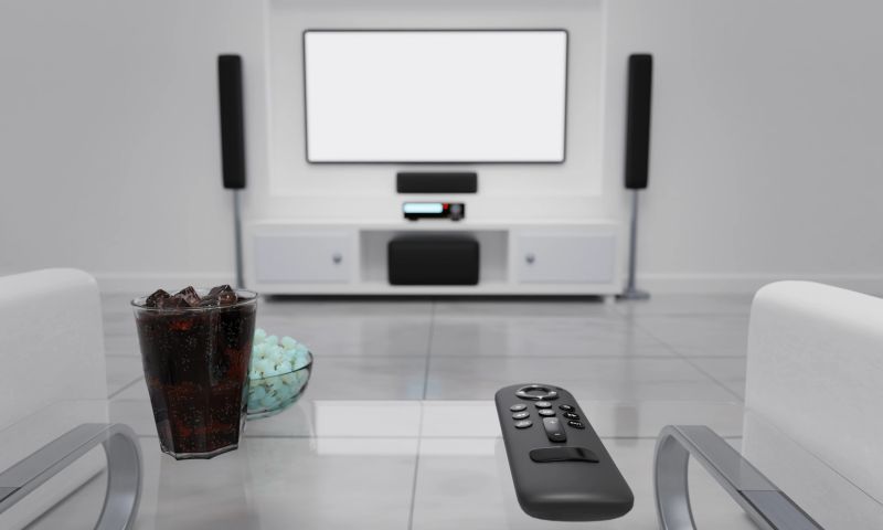 Smart Remote use for Smart TV  in living room. Remote for use with leading movie streaming services  Movie or Series. 3D Rendering