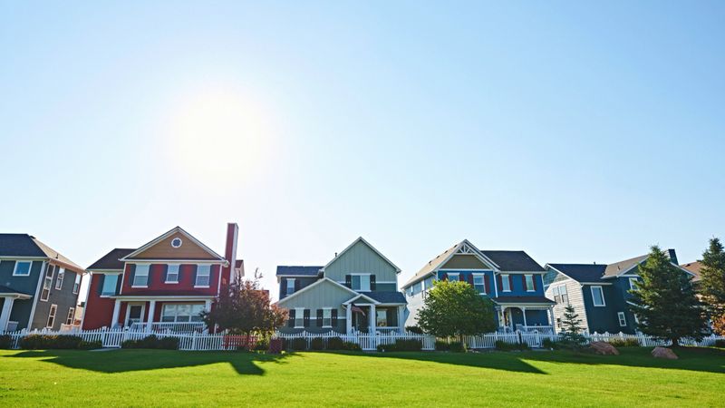 Residential neighborhood in Colorado, USA. Summertime.