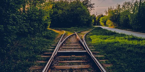 Railroad tracks in two directions, choices, change, pathways, hope, planning