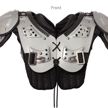 Front view of football shoulder pads.
