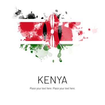 Watercolor style Kenya flag with text placeholder below.