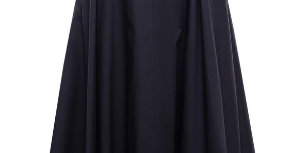 A long, flowing black skirt with a smooth texture.