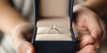 Engagement ring in a box