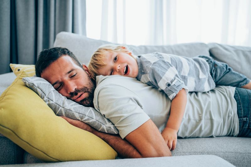 Shot of a father and his little boy spending time together at home.