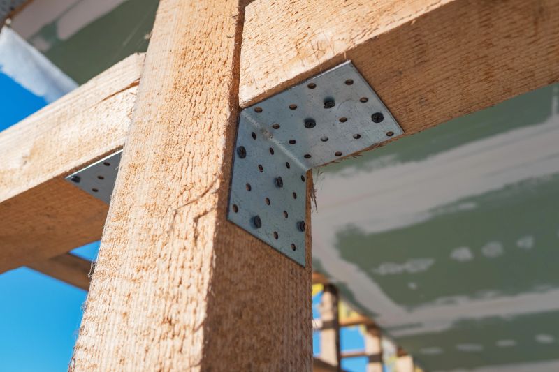 Construction of a timber frame house.