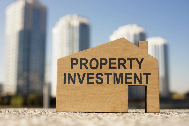 Model of home with Property investment words on it.