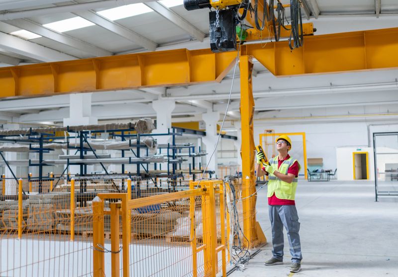 Crane operator working in factory