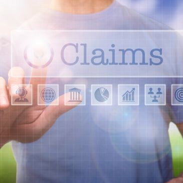 Person interacting with a virtual Claims interface.