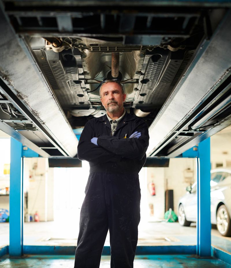 mature garage mechanic