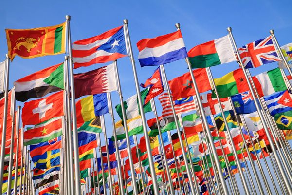 Many flags of countries of the world.