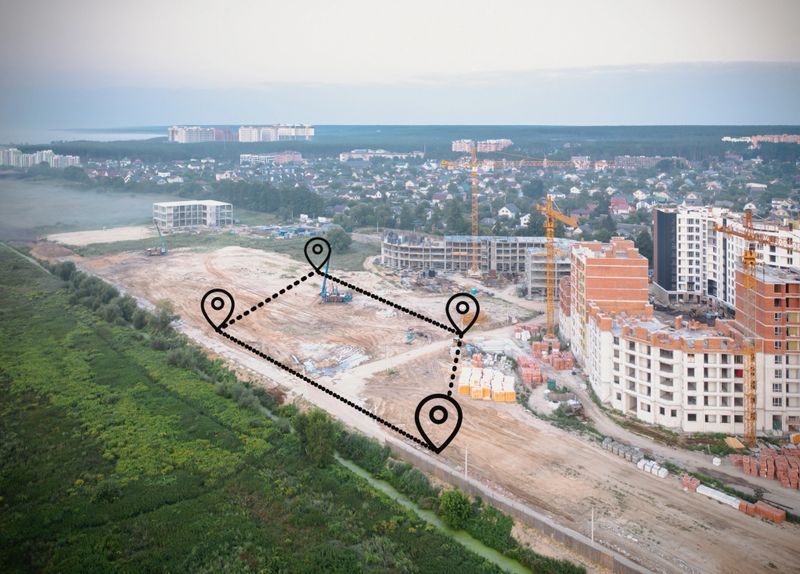 Land plot Sale - real estate and Land Plot Concept. Vacant land for Sale near building construction and housing subdivision in a residential area. Buy and Land investment concept.