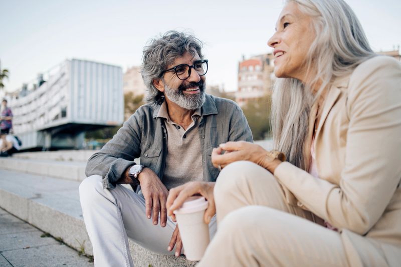 Portrait of a mature couple enjoying their romantic journey in Barcelona.