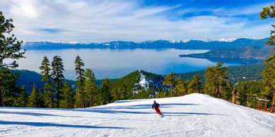 Skiing Towards Lake Tahoe