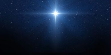 A star shining in the blue sky