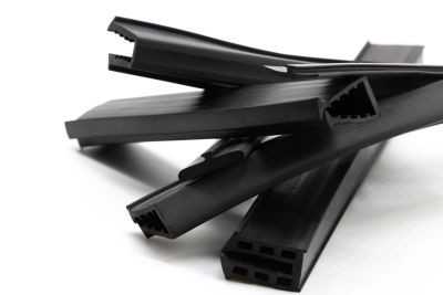 Black rubber sealing strips with hollow profiles.
