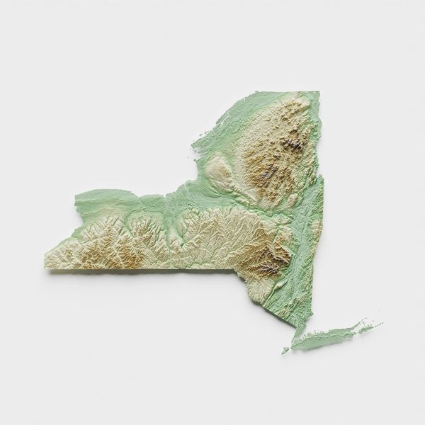 3D terrain map of New York state.