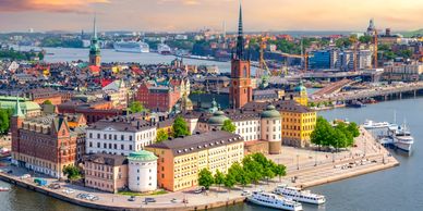 The City of Stockholm sitting on water in sweden 