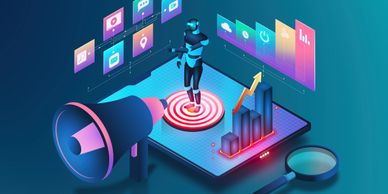 A person standing on top of a tablet.