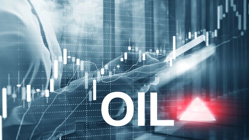 Oil trend up. Crude oil price stock exchange trading up. Price oil up. Arrow rises. Abstract business background.