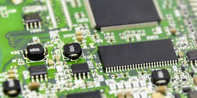 Close-up of electronic circuit board components.