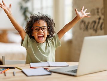 Confident boy learning