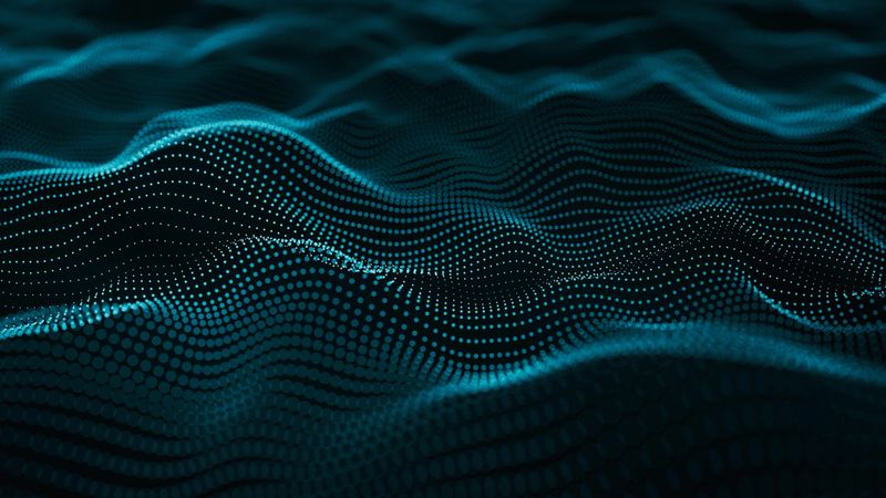 Abstract information structure wave background - 3d rendered image. Hologram view, physical process. Futuristic AI, AR, VR technology concept.