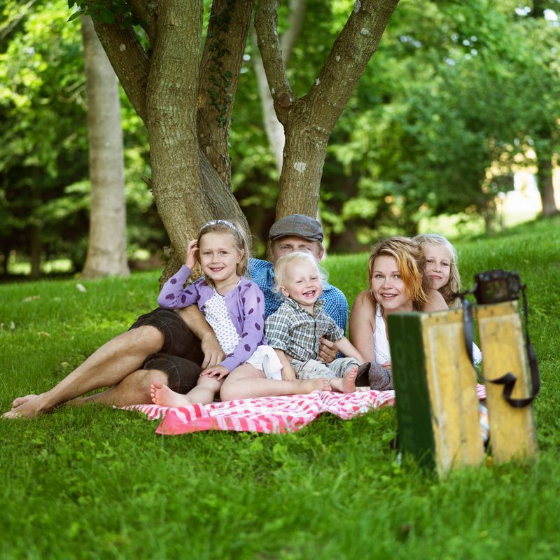 Family having picnic together