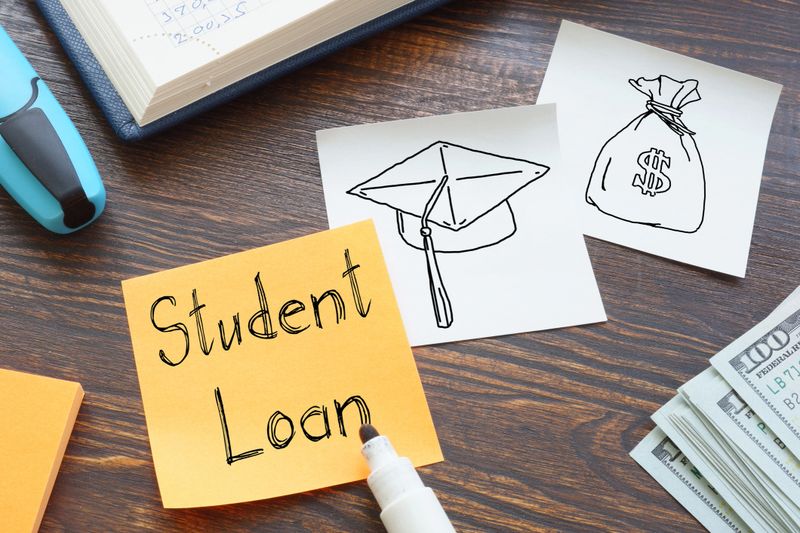 Student Loan is shown on a business photo using the text