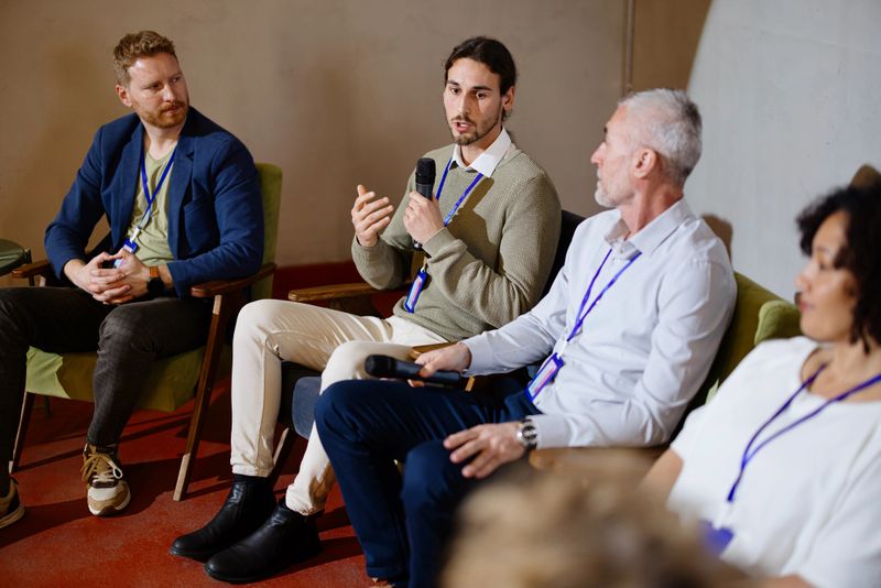 Panel discussion with variety of speakers, sharing their own perspectives, stories, and advice with the audience