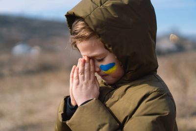 Ukrainian flag waving as a sign of peace and solidarity.