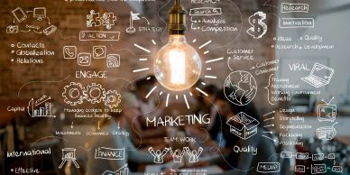 Lightbulb symbolizes marketing strategy and innovation.