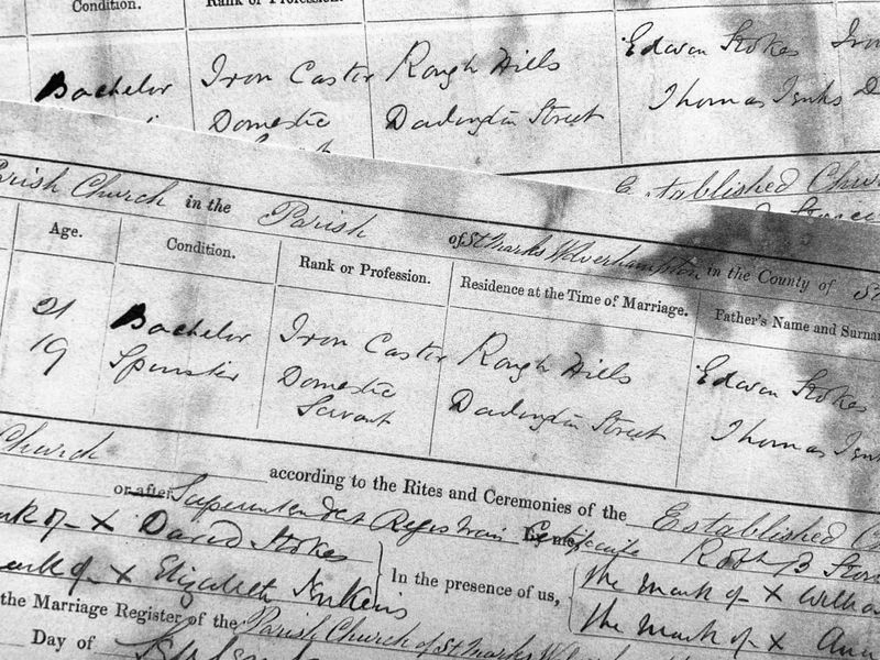 19th century marriage certificate photocopies