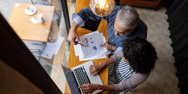 Bookkeeper reviewing financial documents